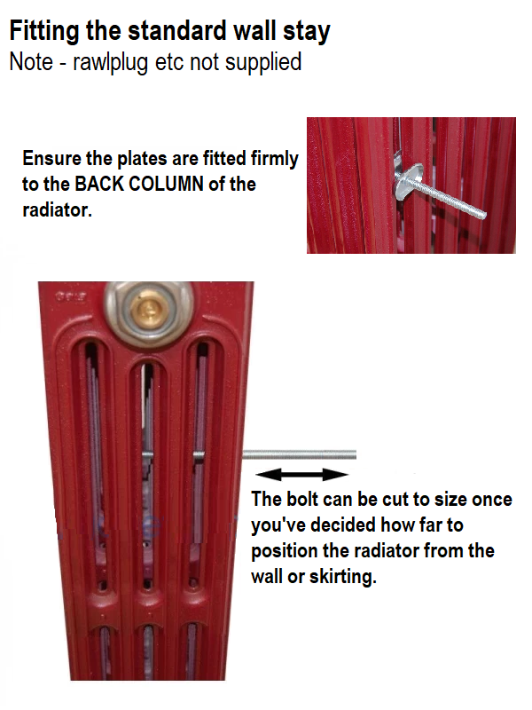 Cast Iron Radiator Standard Wall Safety Stay - "Hidden" Type